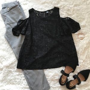 Worthington Lace Open Shoulder Top